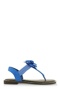 Womens Faux Suede Flower Corded Thong Sandals, Blue, Size 10