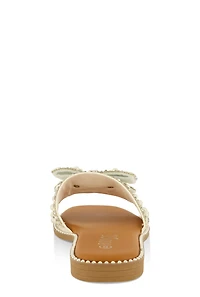 Studded Bow Band Slide Sandals