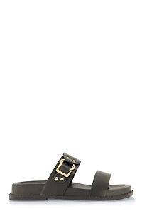 Womens Double Band Buckle Detail Footed Sandals,