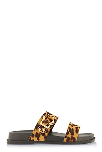 Womens Double Band Buckle Detail Footed Sandals,