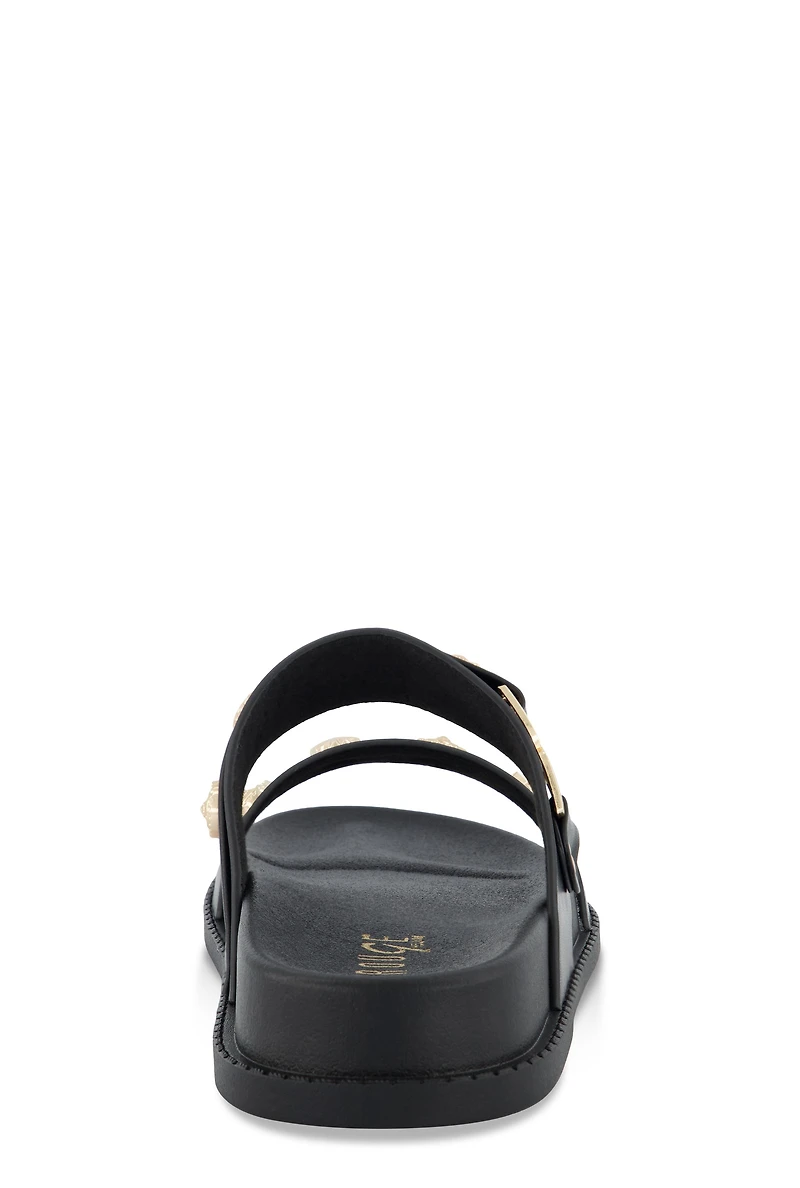 Embellished Double Band Slide Sandals