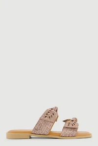 Double Eyelet Bow Band Slide Sandals