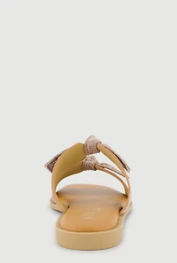 Double Eyelet Bow Band Slide Sandals