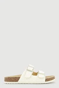 Faux Pearl Double Band Footbed Sandals