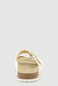 Faux Pearl Double Band Footbed Sandals