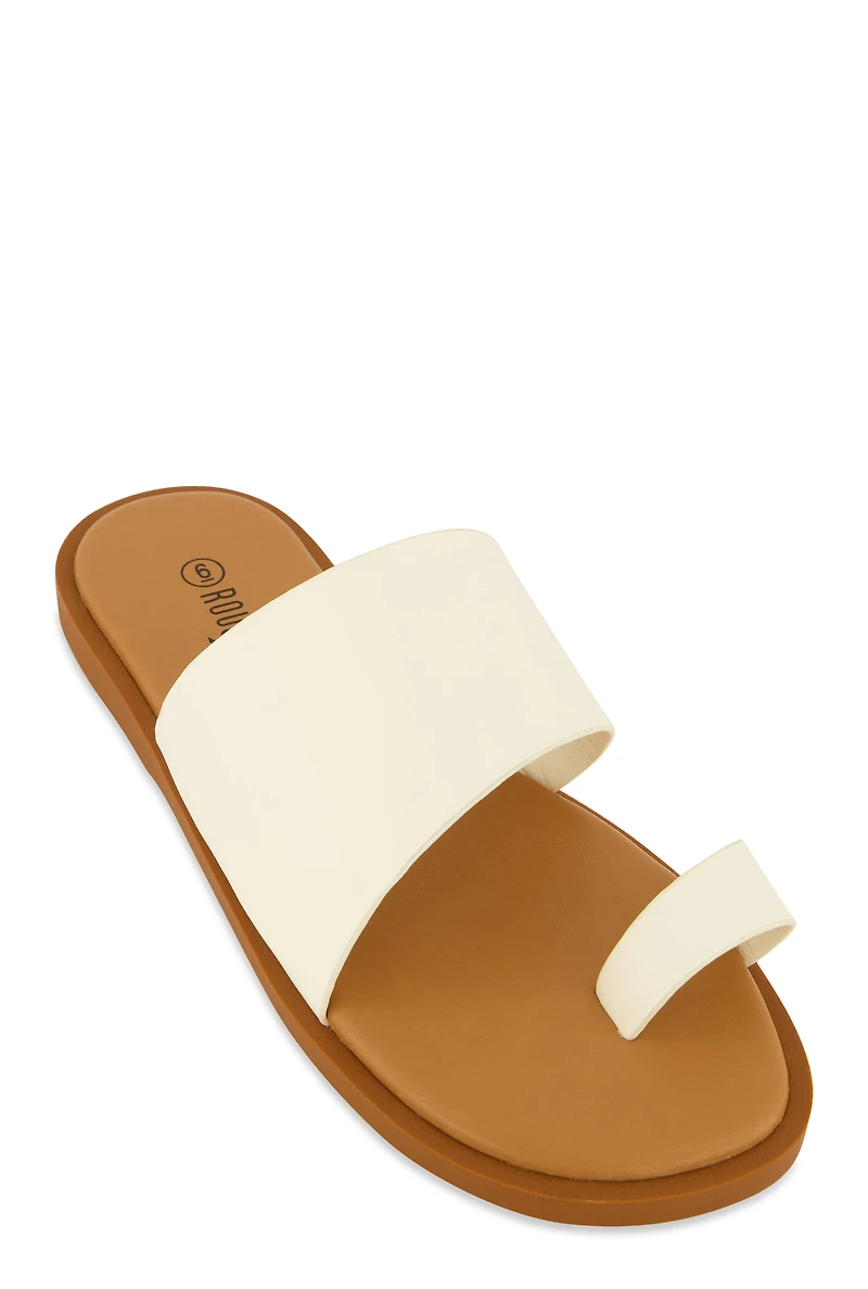 Single Band Toe Loop Slide Sandals