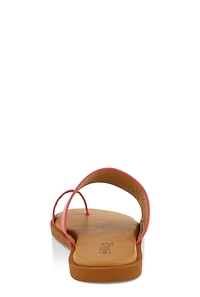 Womens Single Band Toe Loop Slide Sandals, Pink, Size 11