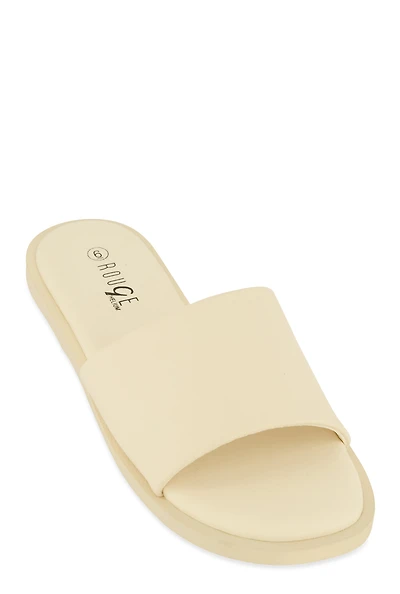 Womens Single Band Slide Sandals, White, Size 9