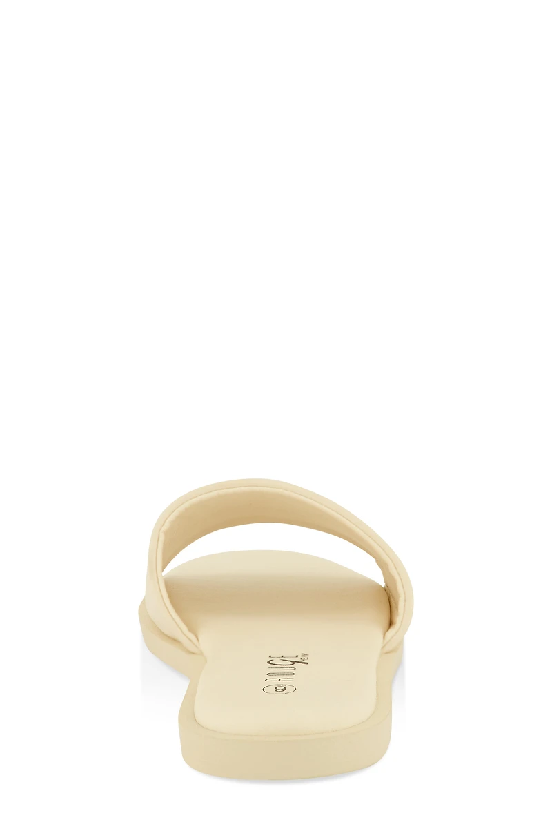 Womens Single Band Slide Sandals, White, Size 9