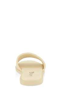 Womens Single Band Slide Sandals, White, Size 9