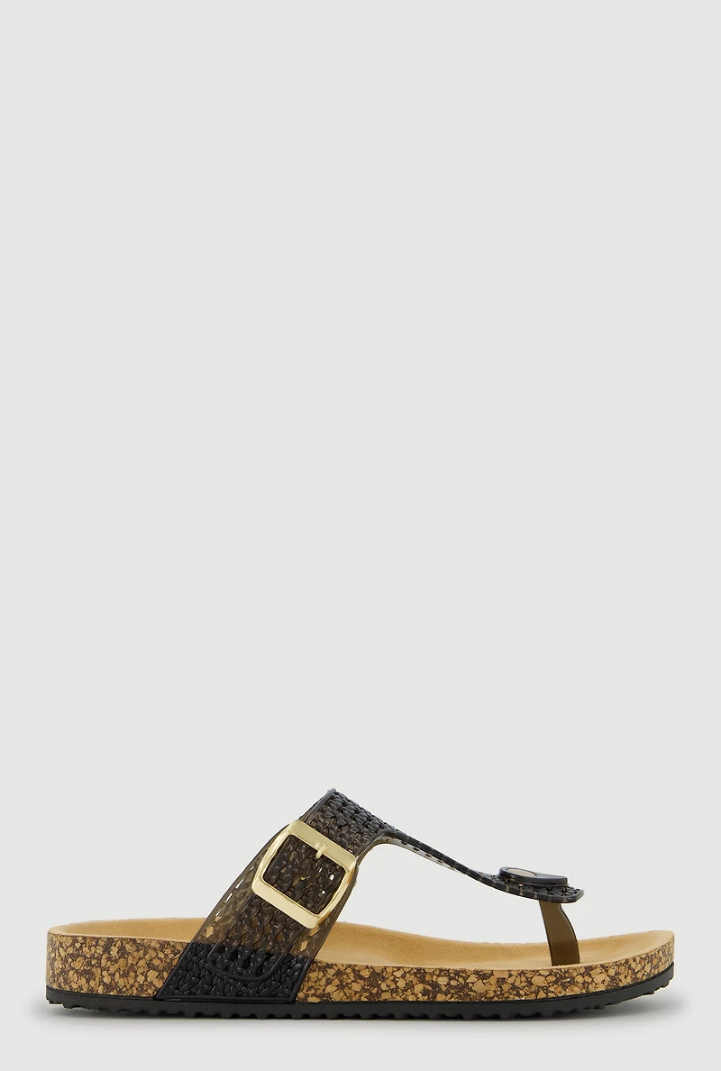 Jelly Cut Out Thong Sandals with Buckle Detail