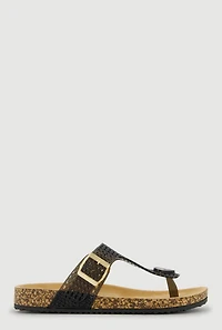 Jelly Cut Out Thong Sandals with Buckle Detail