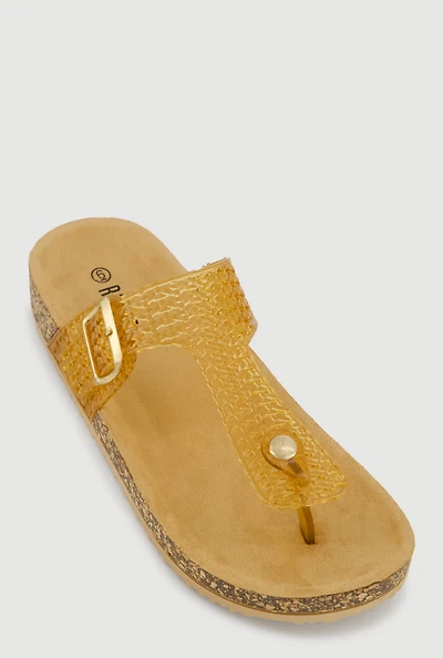 Jelly Cut Out Thong Sandals with Buckle Detail