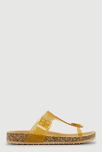 Jelly Cut Out Thong Sandals with Buckle Detail