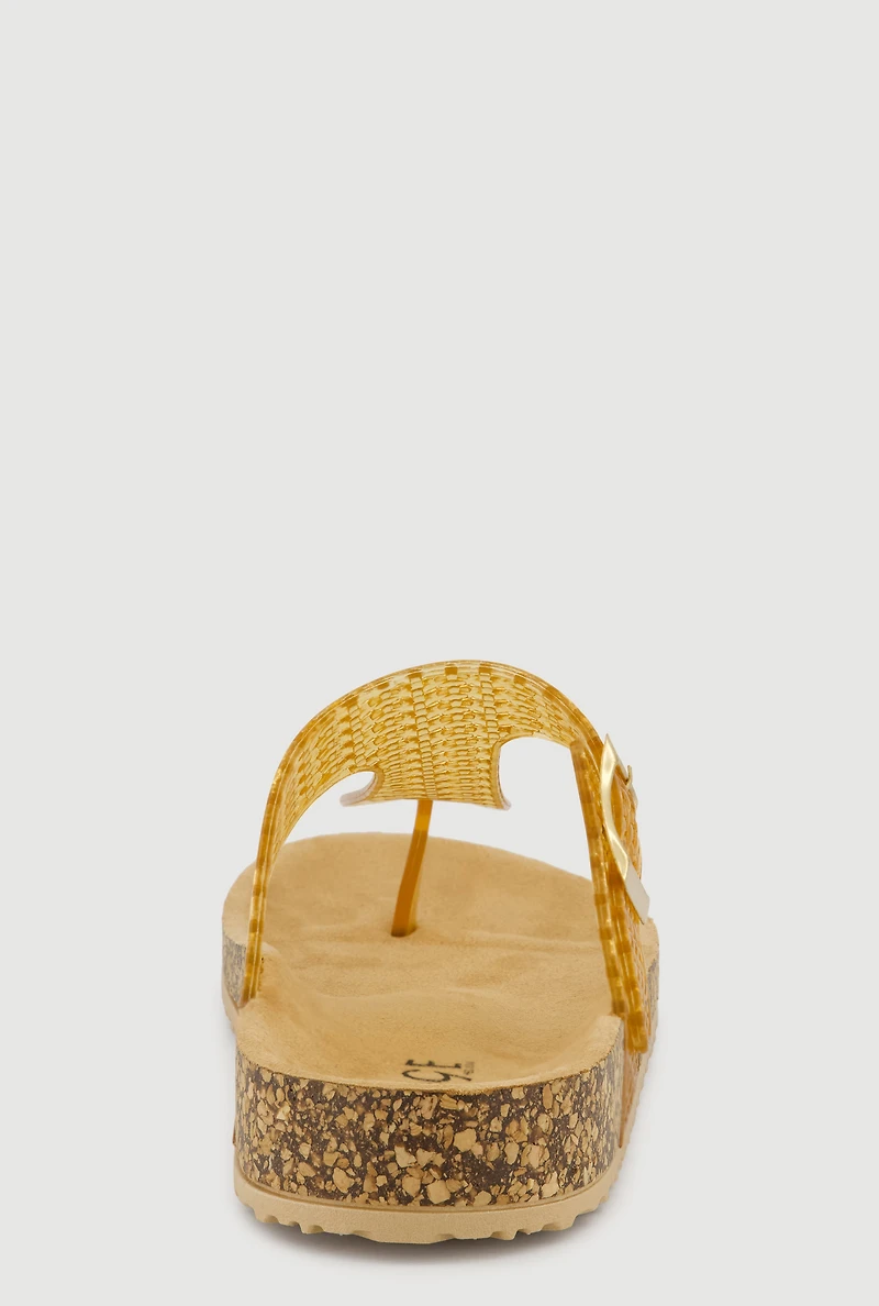 Jelly Cut Out Thong Sandals with Buckle Detail