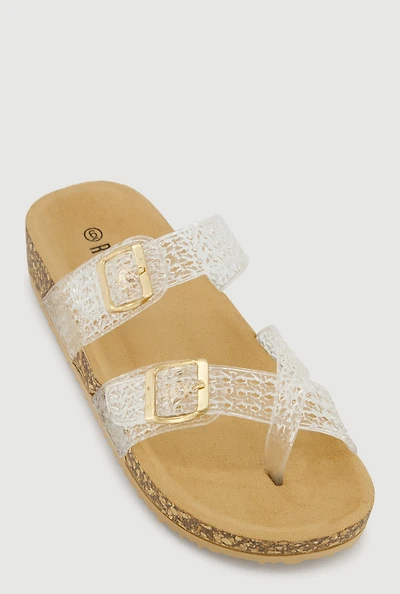 Jelly Toe Loop Buckle Detail Footbed Sandals