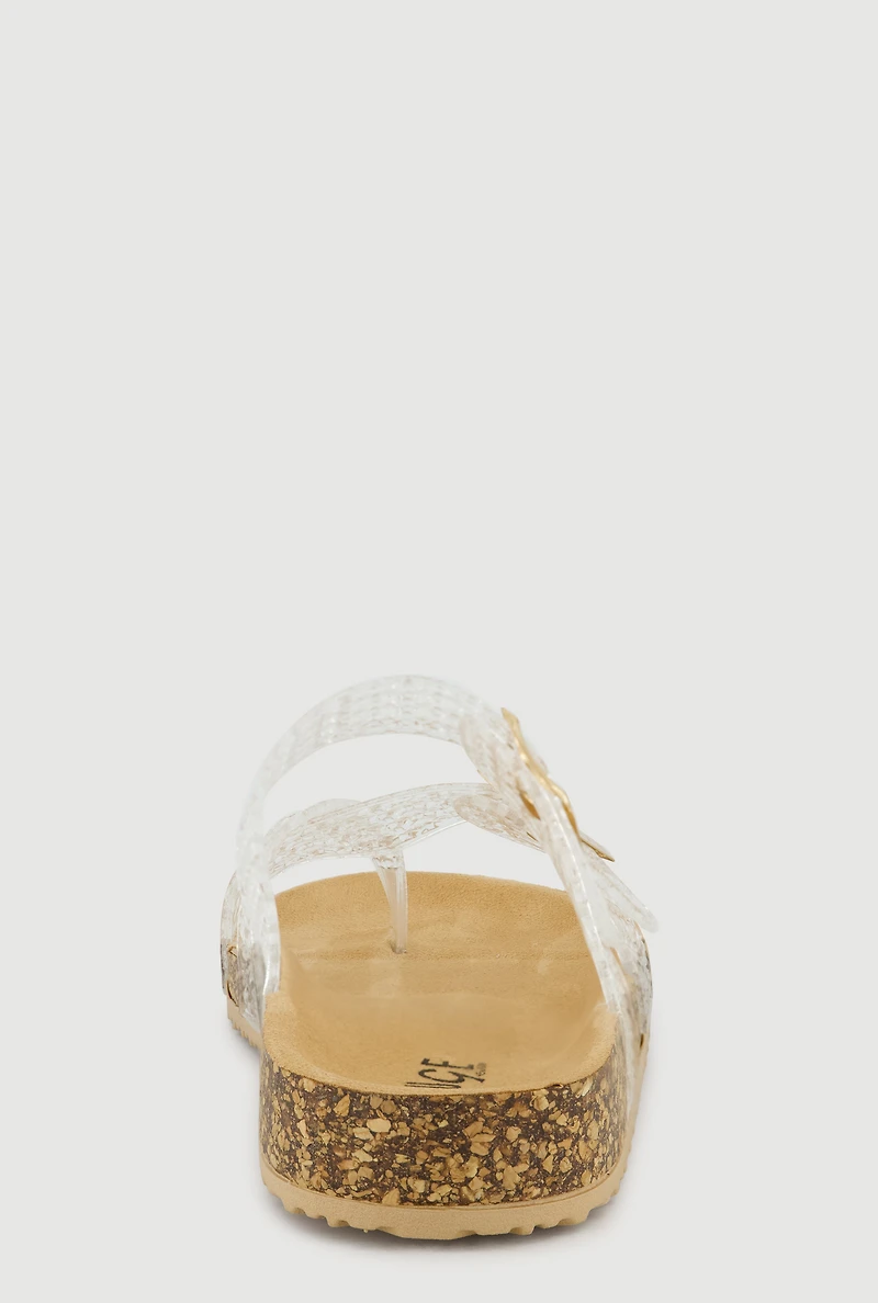 Jelly Toe Loop Buckle Detail Footbed Sandals