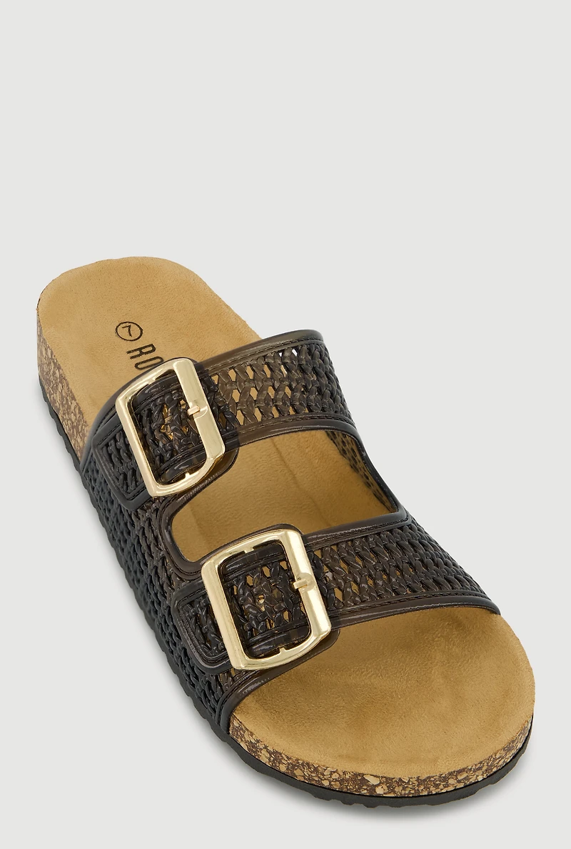 Jelly Double Buckle Band Footbed Sandals
