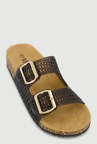 Jelly Double Buckle Band Footbed Sandals