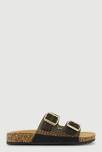 Jelly Double Buckle Band Footbed Sandals