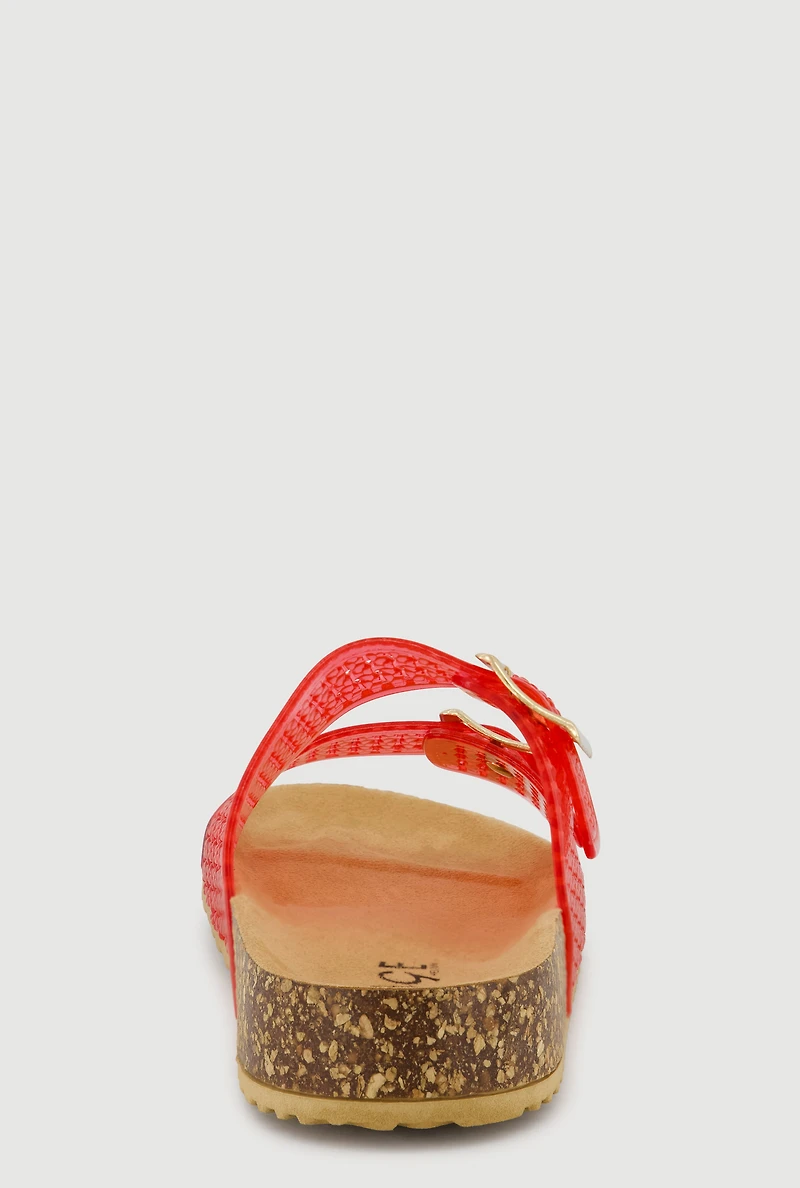 Jelly Double Buckle Band Footbed Sandals