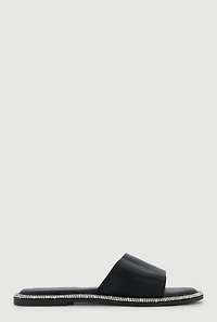 Rhinestone Trim Slide Open Toe Sandals