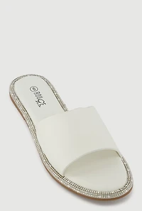 Rhinestone Trim Slide Open Toe Sandals