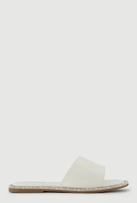 Rhinestone Trim Slide Open Toe Sandals