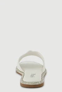 Rhinestone Trim Slide Open Toe Sandals