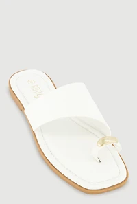 Metallic Detail Toe Loop Slide Sandals