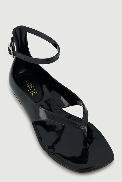 Jelly Buckle Strap Open Toe Thong Sandals