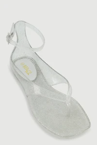 Jelly Buckle Strap Open Toe Thong Sandals