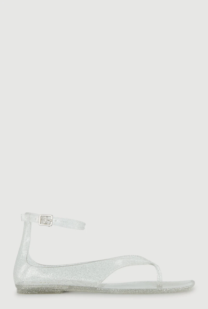 Jelly Buckle Strap Open Toe Thong Sandals