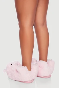 Womens Faux Fur Teddy Bear Slippers, Pink, Size 6-7