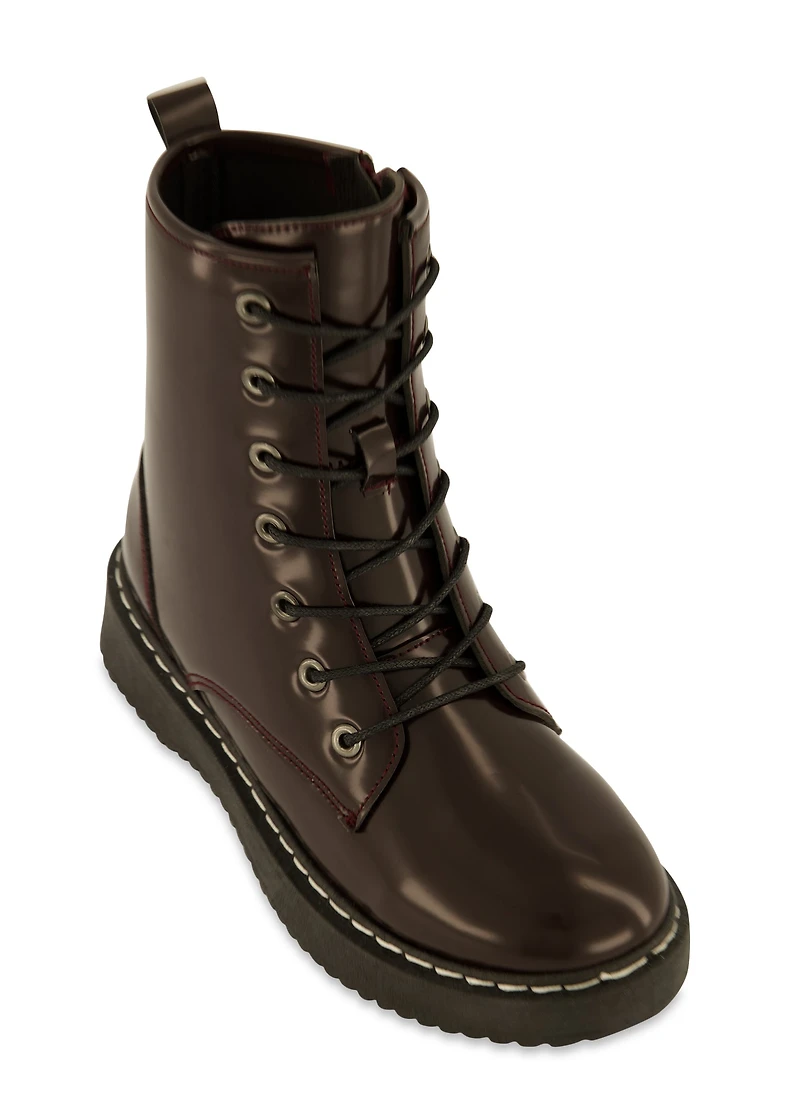 Lace Up Low Platform Combat Boots