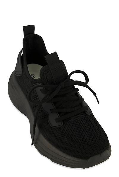 Textured Knit Platform Athletic Sneakers