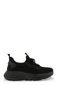 Womens Textured Knit Platform Athletic Sneakers,