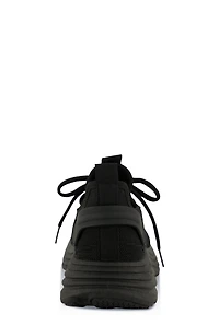 Womens Textured Knit Platform Athletic Sneakers,
