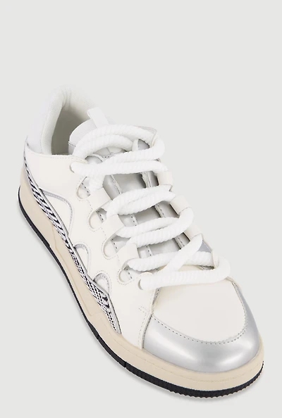 Chevron Color Blocked Lace Up Sneakers