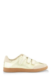 Womens Velcro Strap Sneakers, Gold, Size 12
