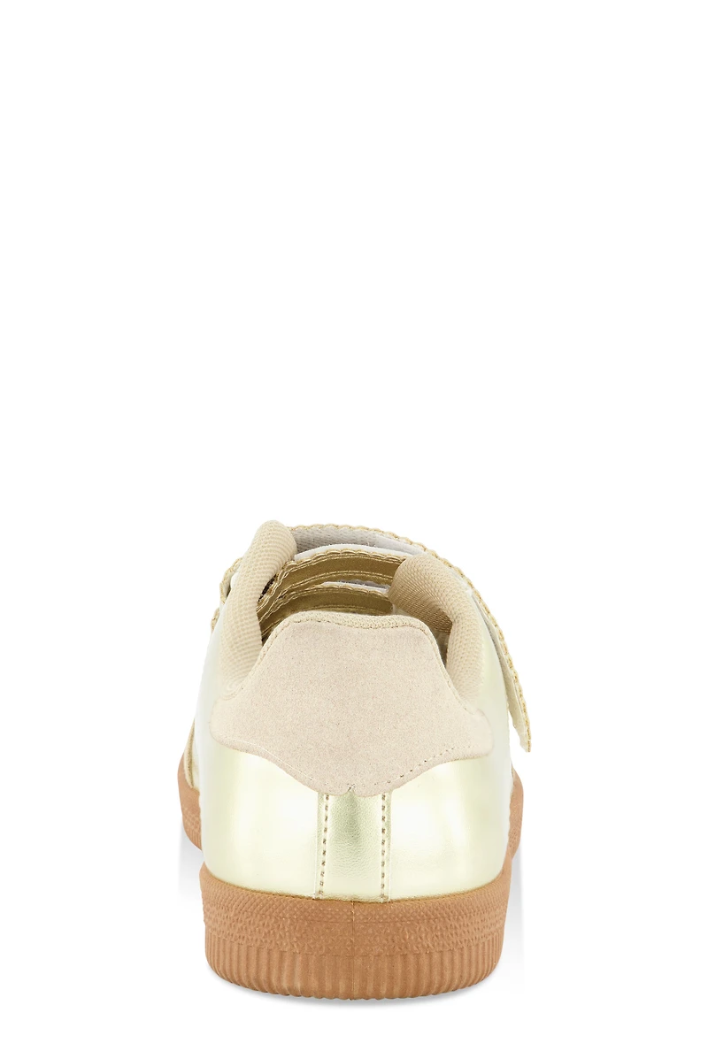 Womens Velcro Strap Sneakers, Gold, Size 12