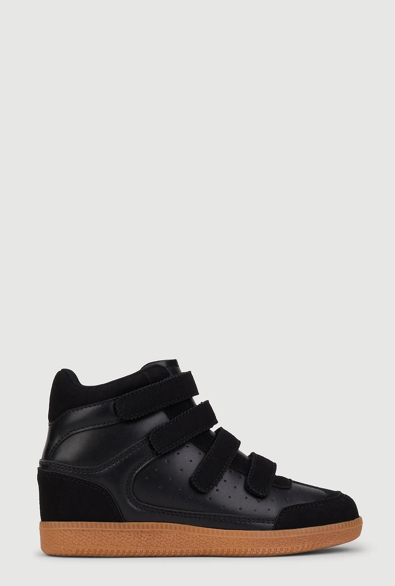 Womens Velcro Strap Wedge Sneakers,