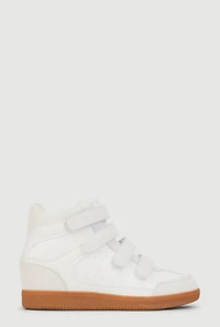 Womens Velcro Strap Wedge Sneakers, White,