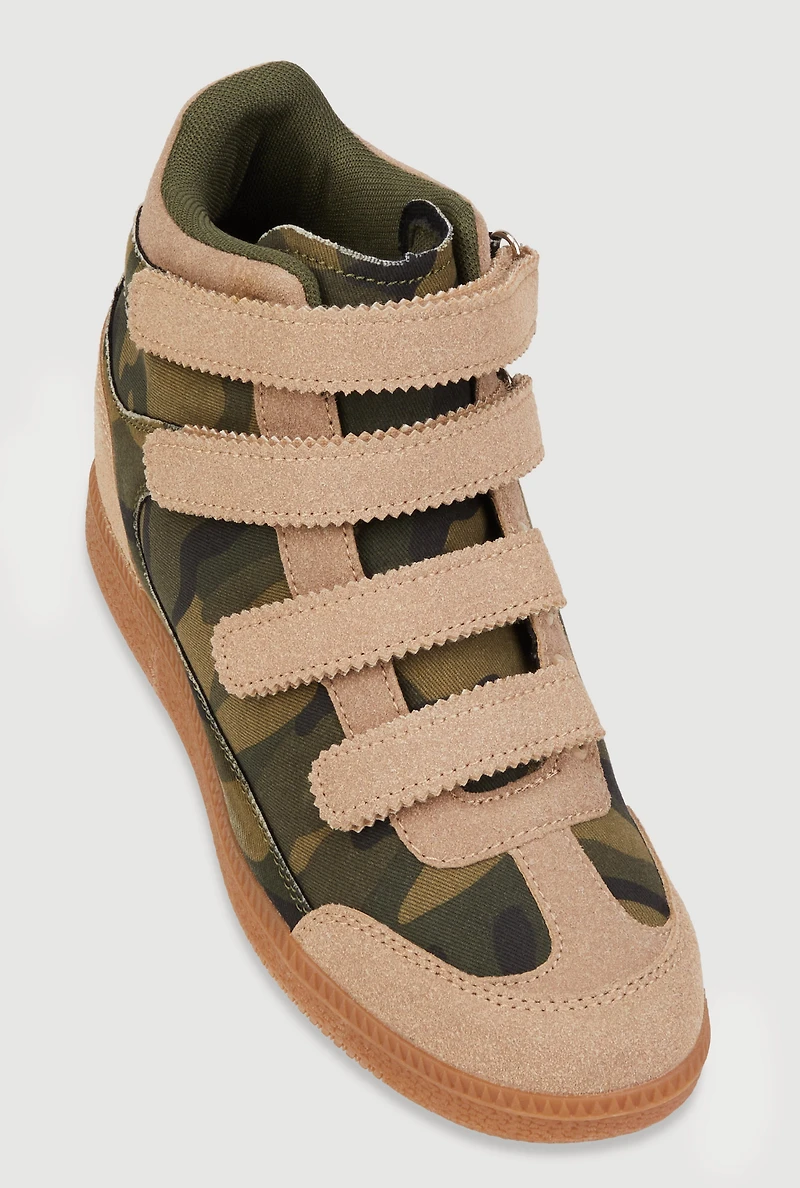 Velcro Strap Wedge Sneakers