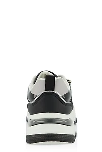 Womens Zipper Detail Chunky Sole Lace Up Sneakers,
