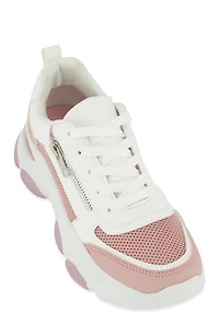Zipper Detail Chunky Sole Lace Up Sneakers