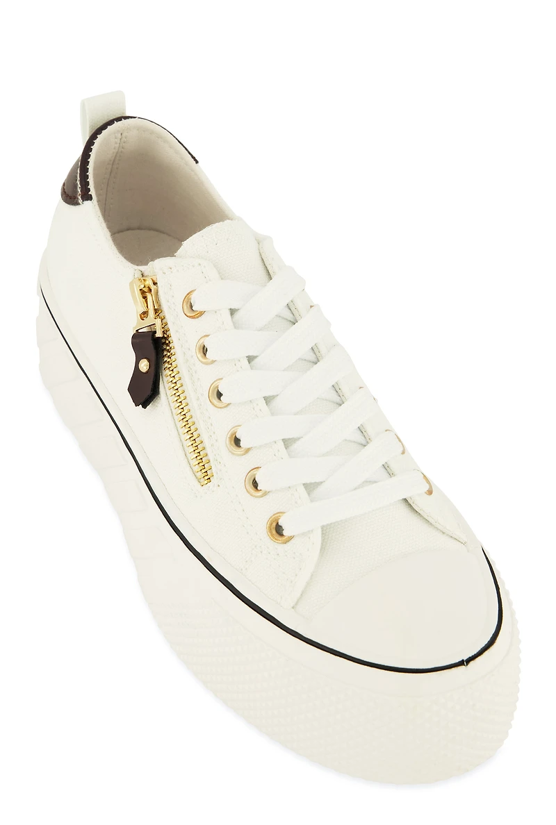 Canvas Zip Detail Platform Sneakers