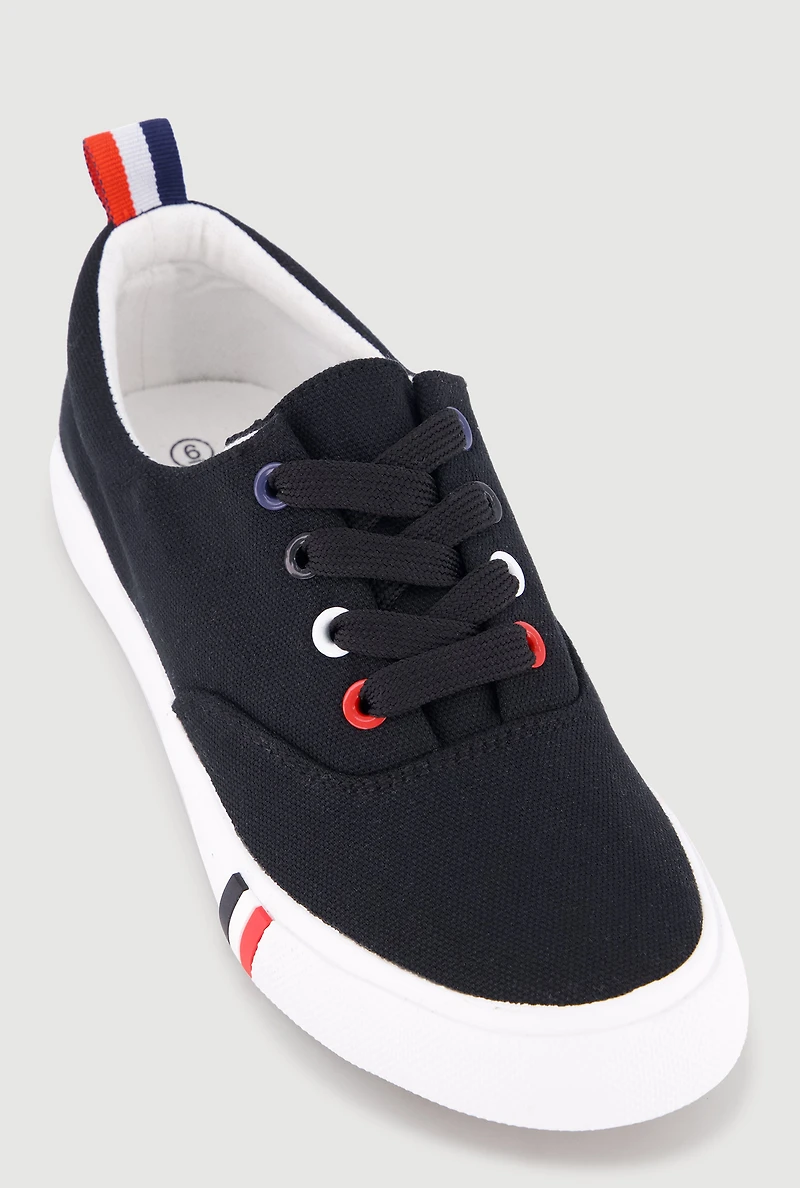 Stripe Detail Canvas Low Top Sneakers