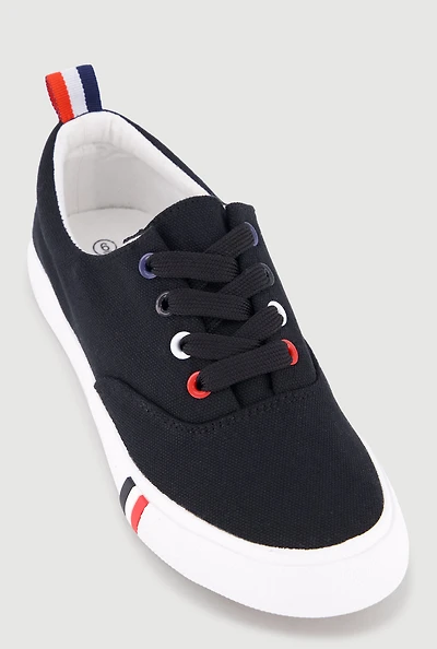 Stripe Detail Canvas Low Top Sneakers