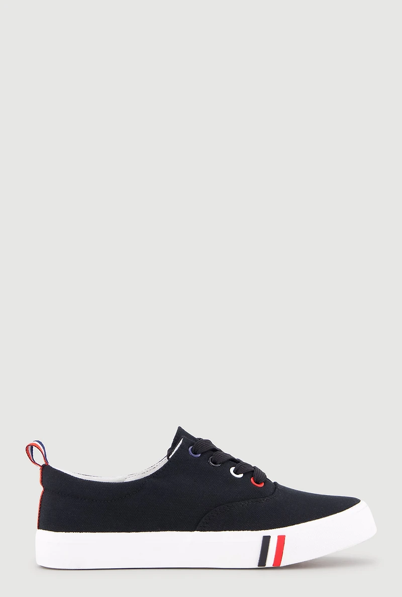 Stripe Detail Canvas Low Top Sneakers